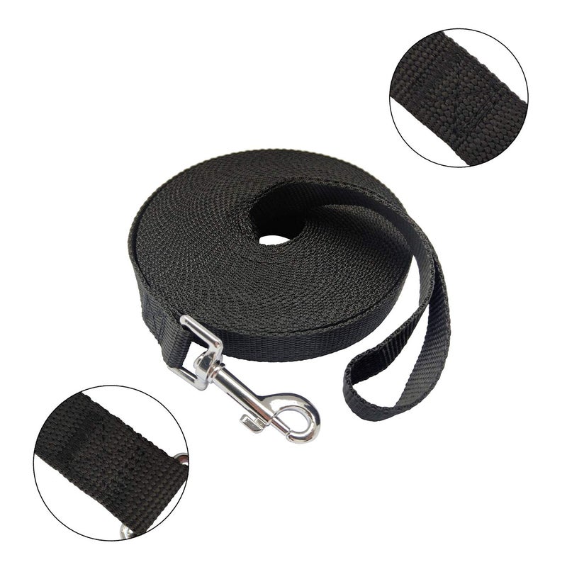 MANDAO Nylon Training Dog Leash for Small Medium Large Dogs, 15ft 20ft 30ft 50ft Long Leash Dog/Puppy Lead for Obedience Recall Training, Camping (30ft, Black) - Image 2